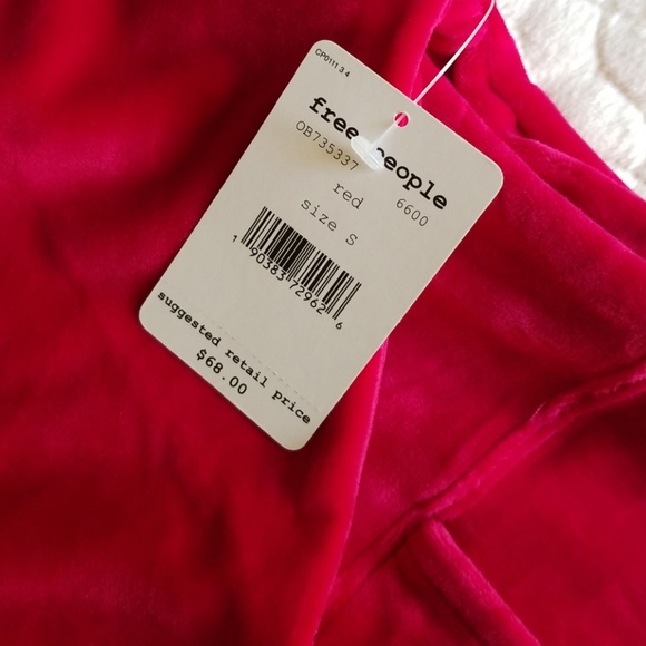 NEW Free People cherry red hoodie plush velour S - Picture 5 of 8